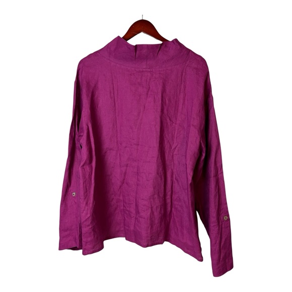 Lintico 100% Linen Draped Neck HOLLIS blouse Top violet velvet size XL - Picture 3 of 11
